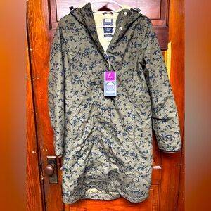 Joules Olive Green Bird Print Coat